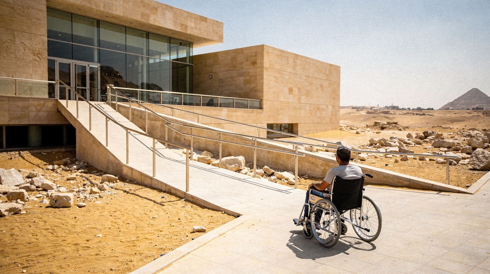 Accessibilité des pyramides de Gizeh pour visiteurs en fauteuil roulant ou à mobilité réduite